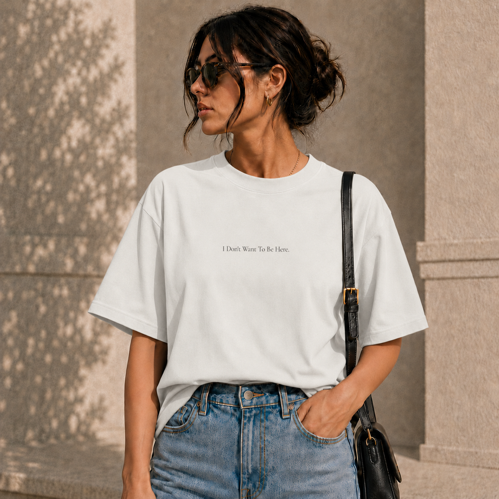 ' I Dont Want To Be Here' - Minimalist Faded Tee
