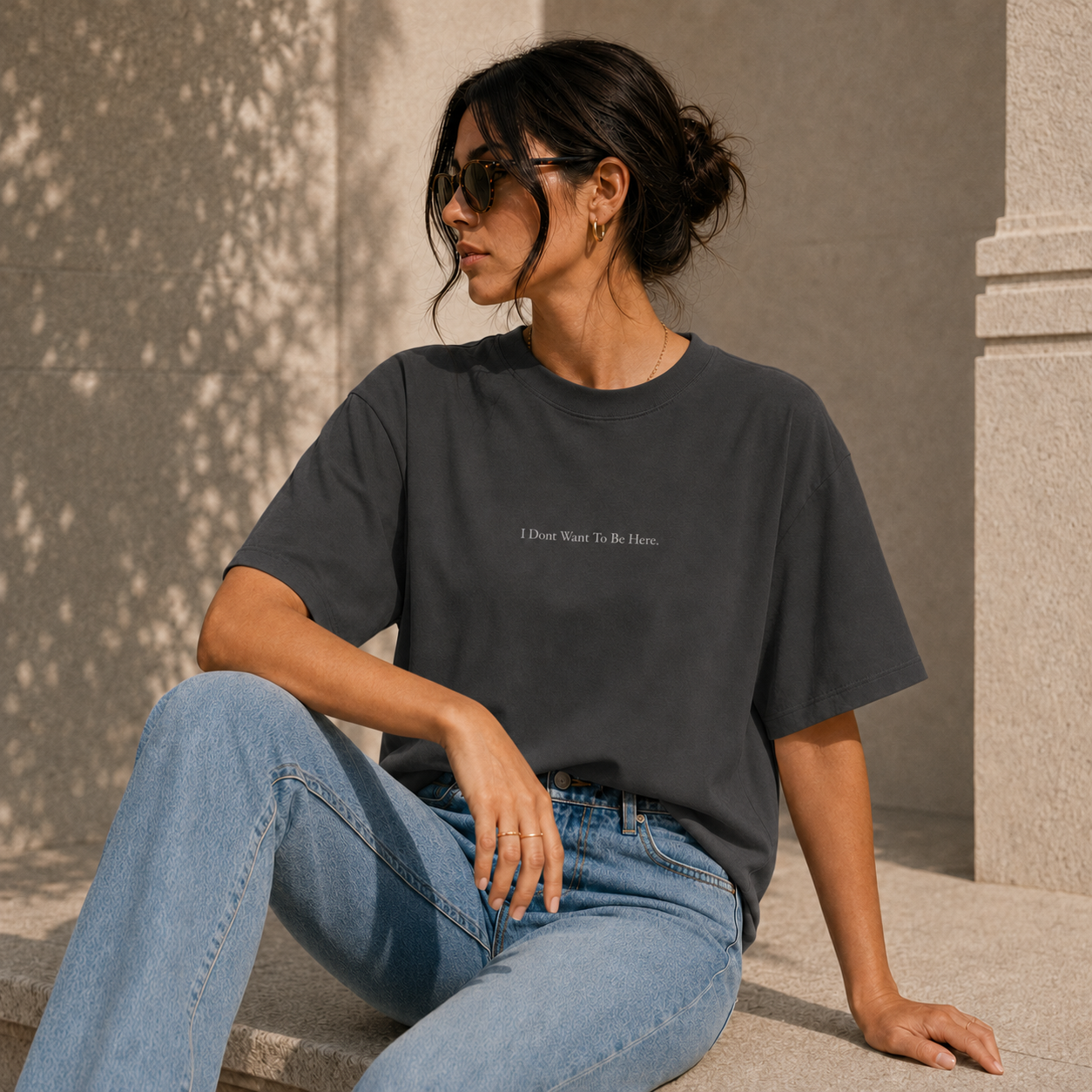 ' I Dont Want To Be Here' - Minimalist Faded Tee