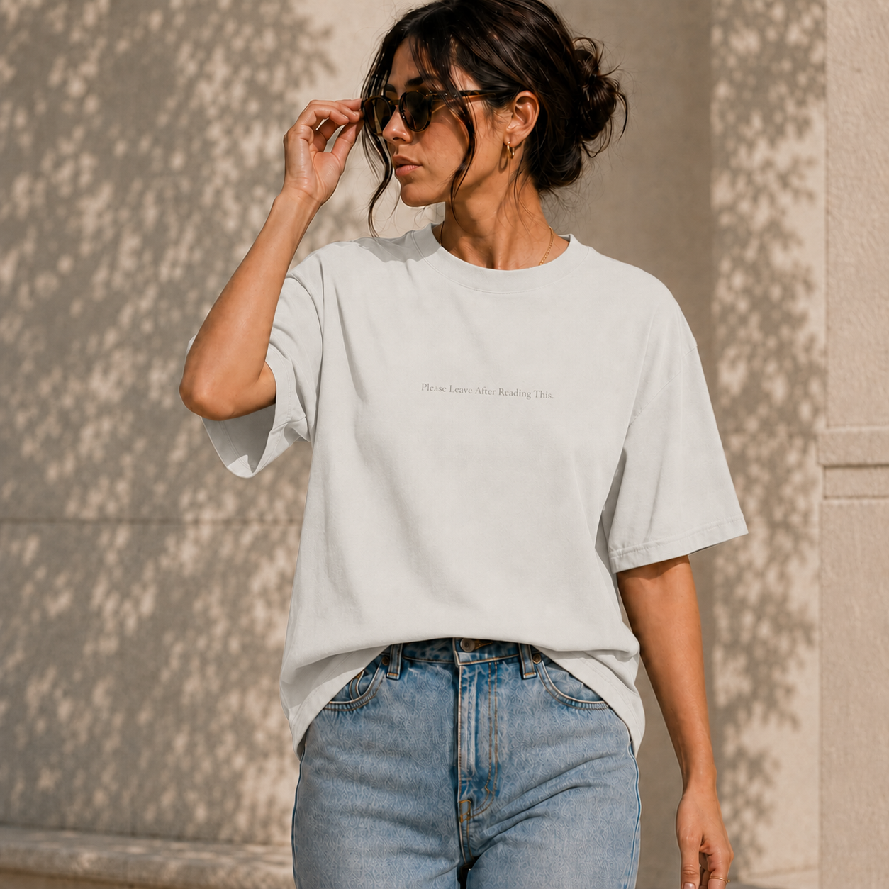 ' Please Leave After Reading This ' - Minimalist Faded Tee