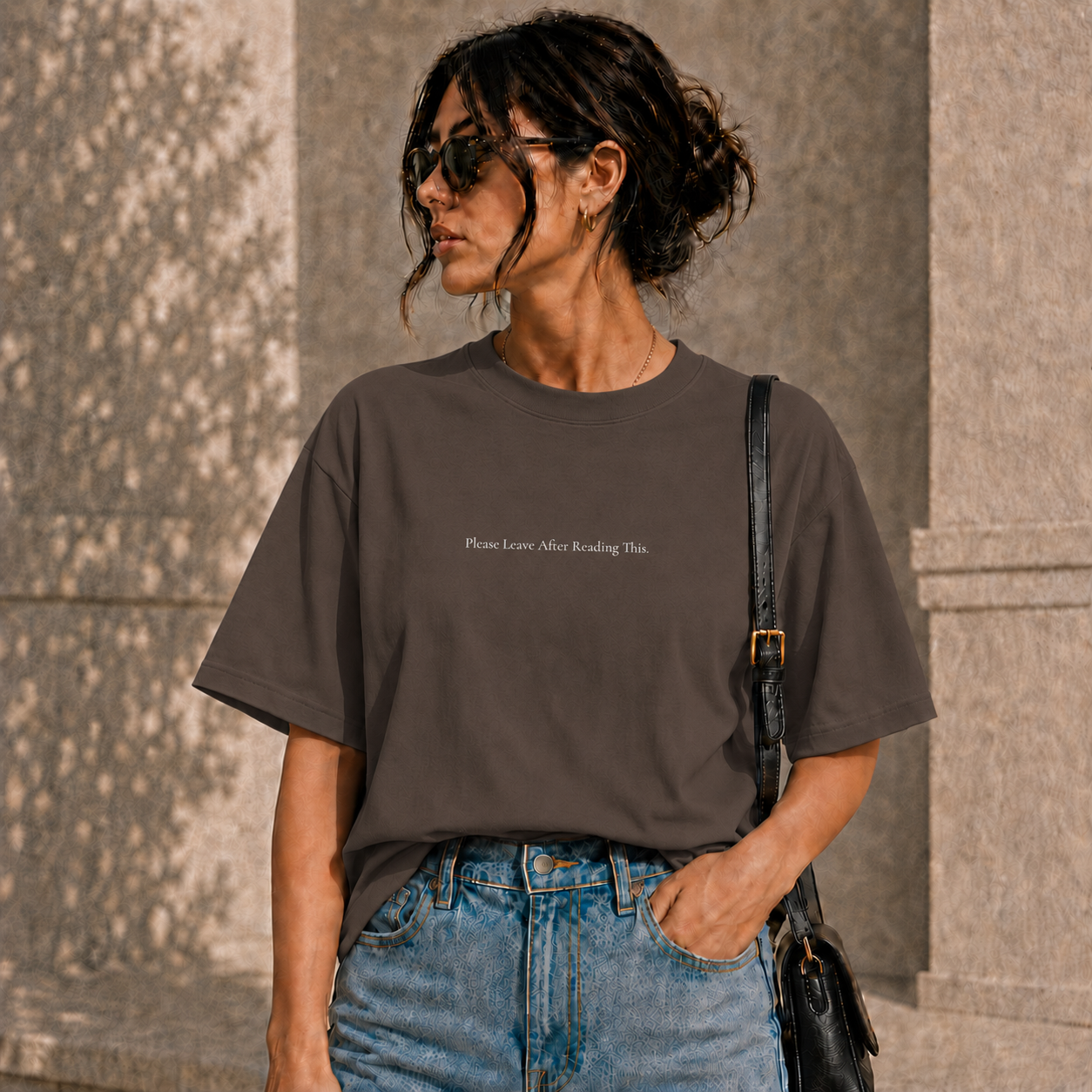 ' Please Leave After Reading This ' - Minimalist Faded Tee