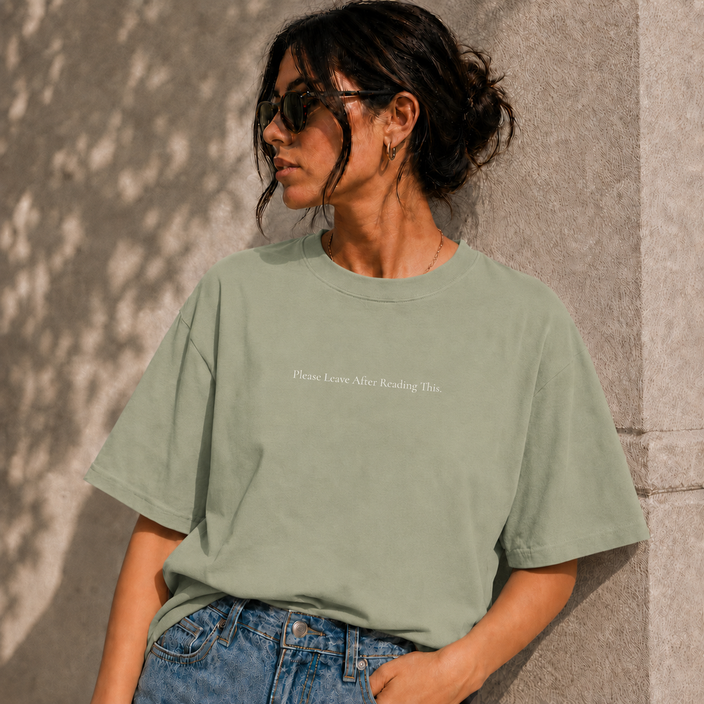 ' Please Leave After Reading This ' - Minimalist Faded Tee