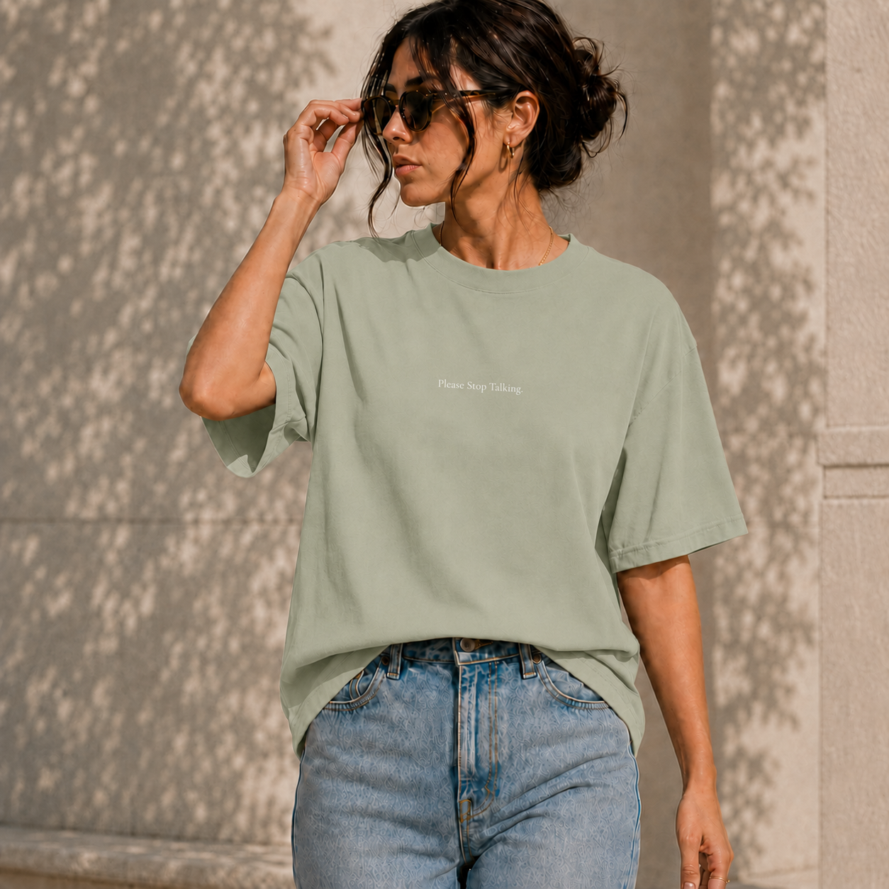 ' Please Stop Talking ' - Minimalist Faded Tee