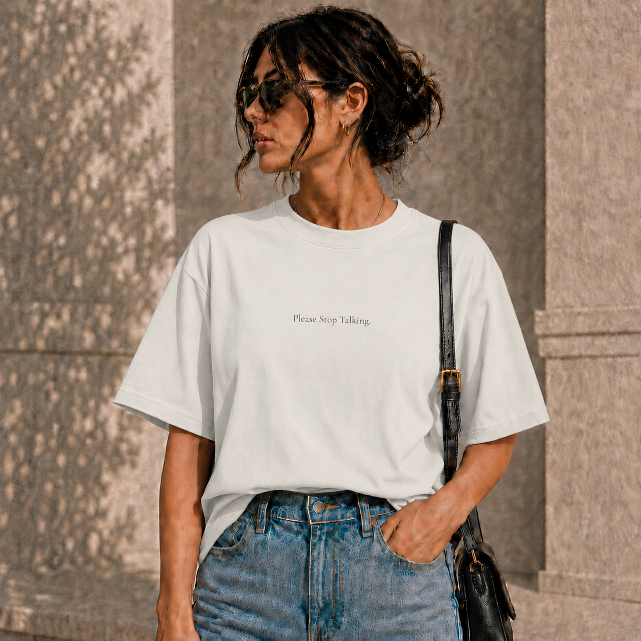 ' Please Stop Talking ' - Minimalist Faded Tee