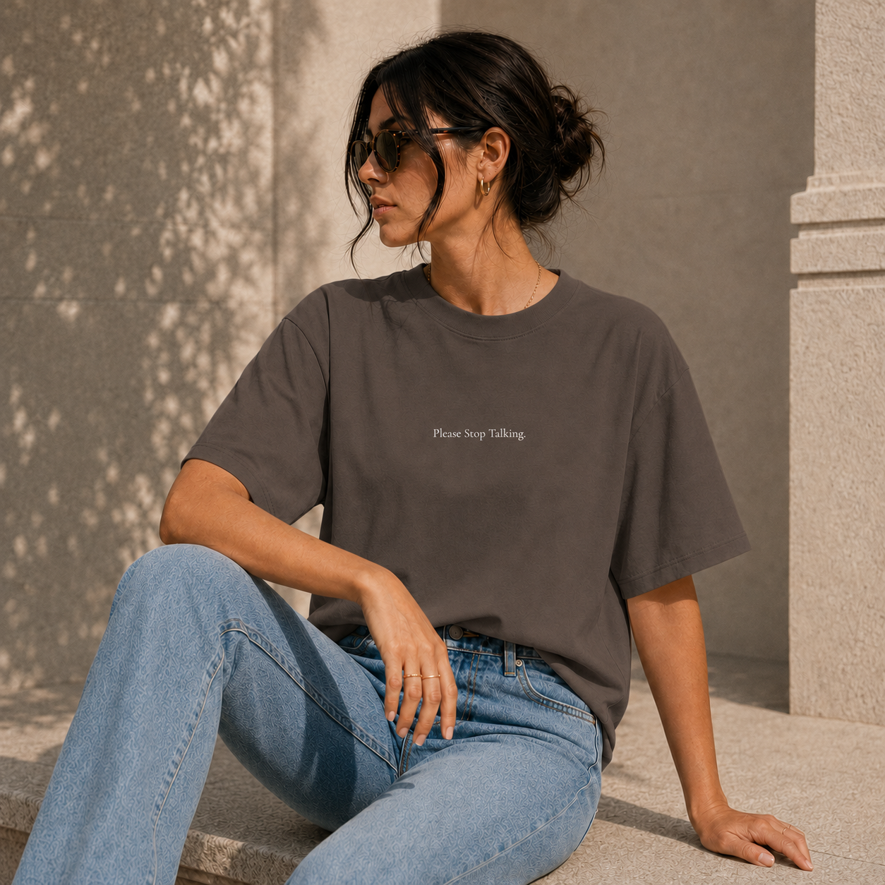 ' Please Stop Talking ' - Minimalist Faded Tee